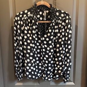 Anthropologie Polka Dot Black and White Women's Top